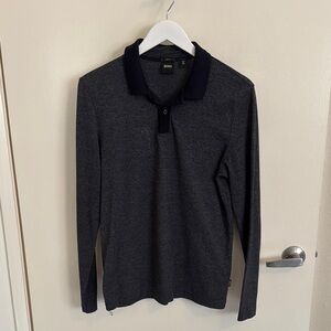 Hugo Boss Navy Long Sleeve Polo Shirt